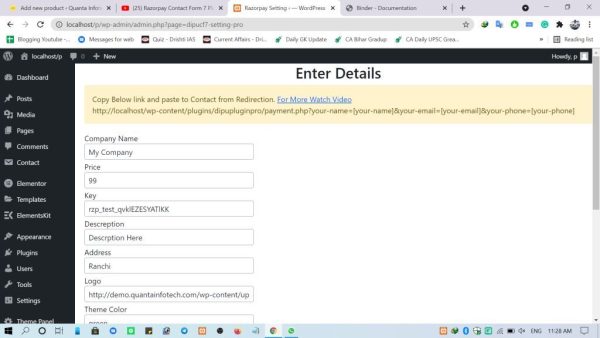 enter details